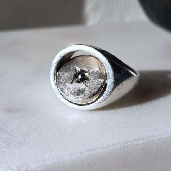 Henson Diamond and Sterling Flip Signet Ring -- Australian - Picture 10 of 10